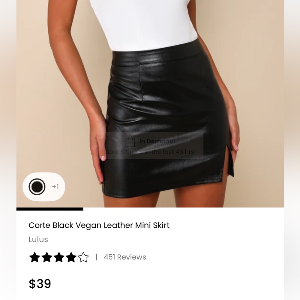 Lulu's Black Vegan Leather Mini Skirt with Side Slit